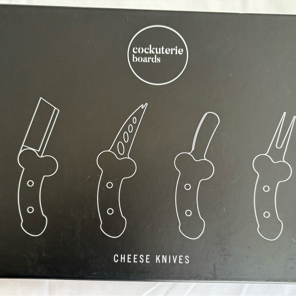 Cockcuterie Boards Penis shaped Wooden Handle Cheese Knife Set - Picture 2 of 5